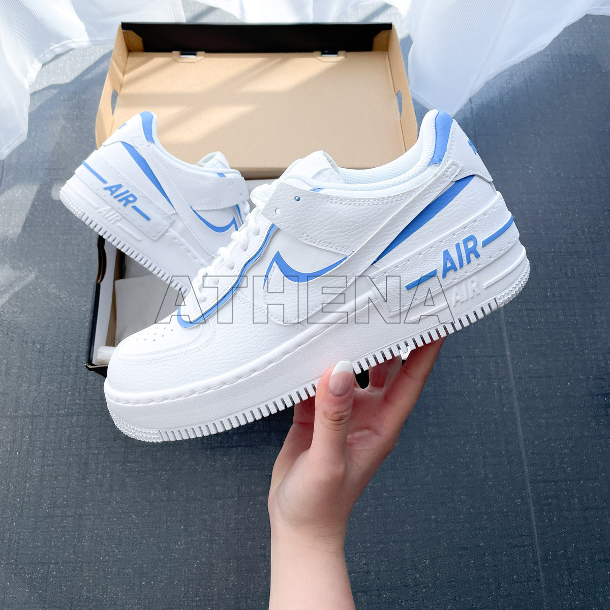 Custom Nike Nike Air Force Shadow Azul Pastel Baby Blue Nike Nike
