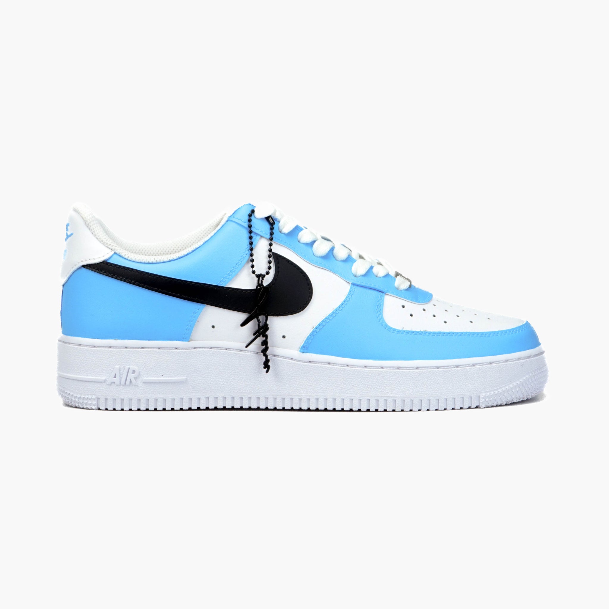 Custom Nike Air Force 1 07 Painted Shoes Sneaker For Women And Men Black Blue ATHENA