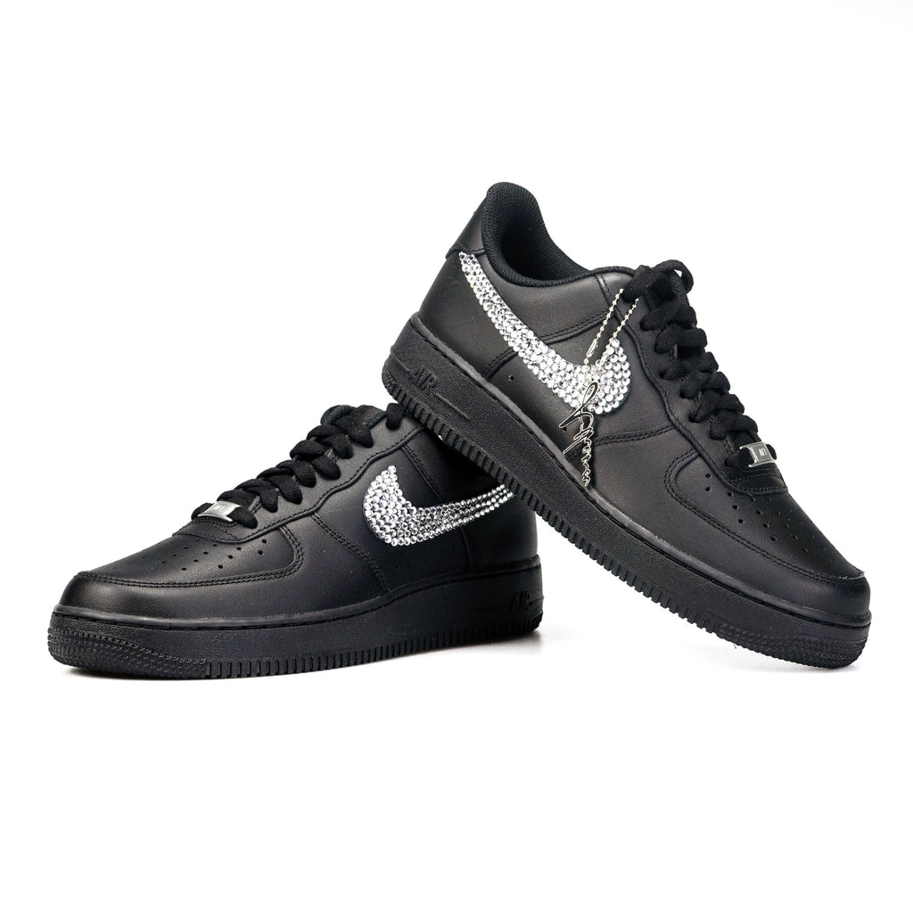 Custom Sneaker Nike AIR Force 1 Custom Sneaker Black Glitzer Handgemachte Schuhe von Athena