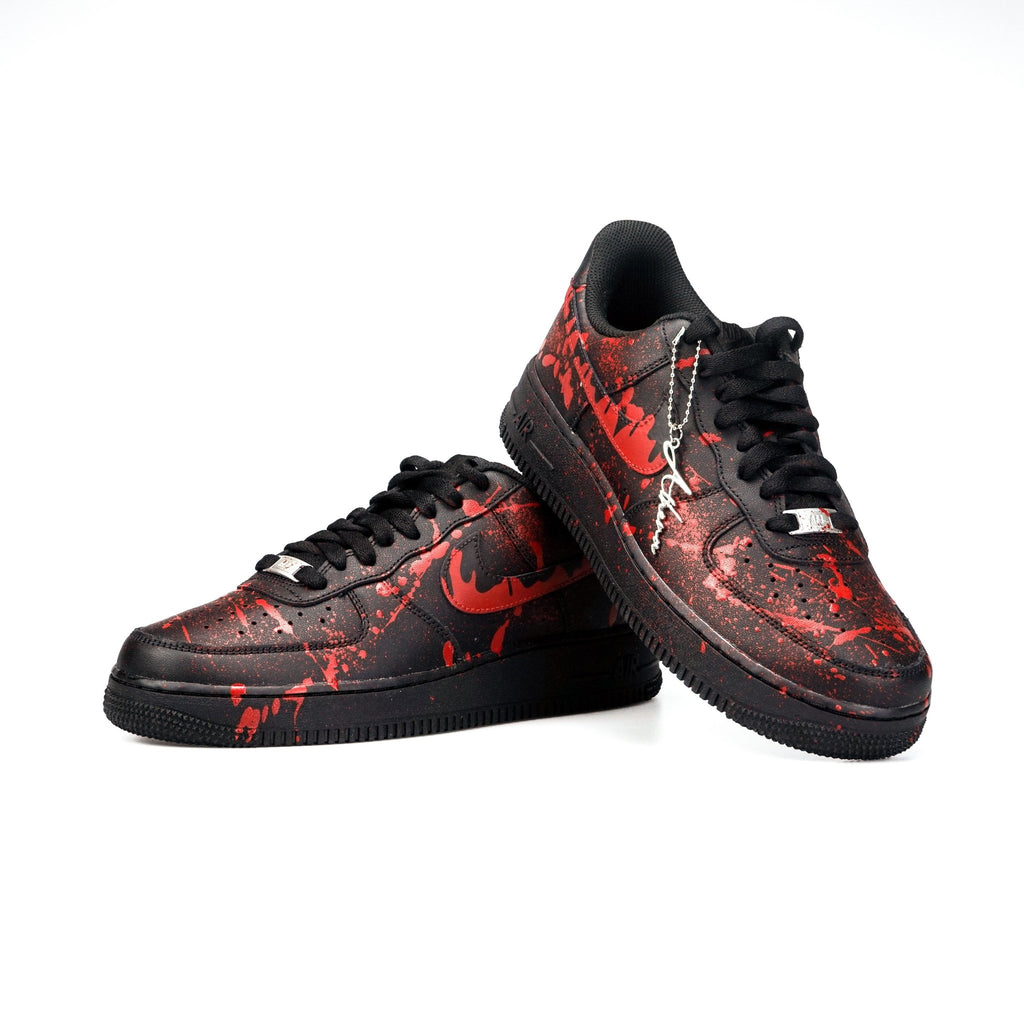 Custom Sneaker Nike AIR Force 1 Custom Sneaker Black Splash Rot Blut Handgemachte Schuhe von Athena