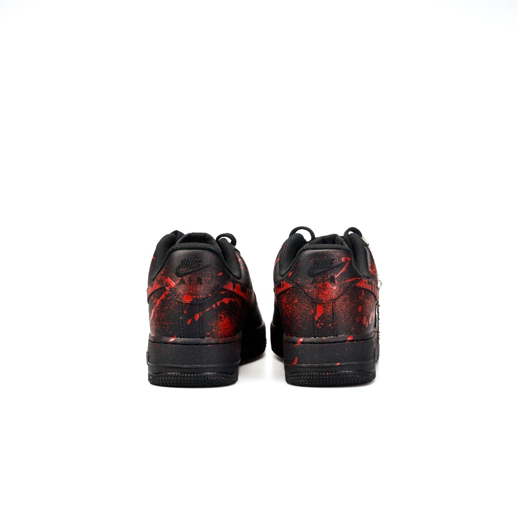Custom Sneaker Nike AIR Force 1 Custom Sneaker Black Splash Rot Blut Handgemachte Schuhe von Athena