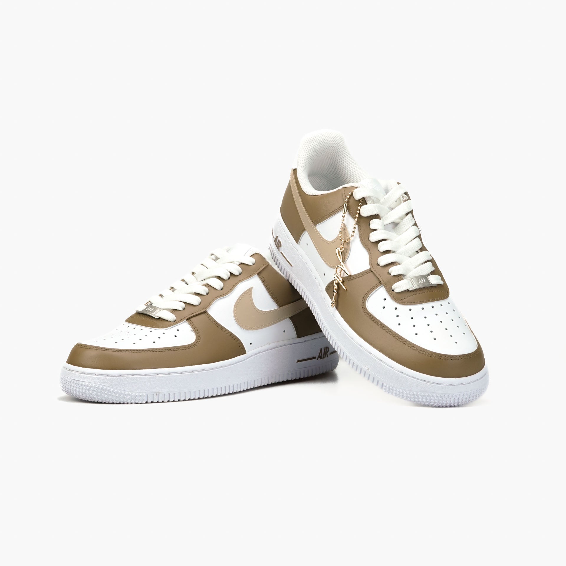 AIR Force Custom Sneaker Braun Schoko Beige