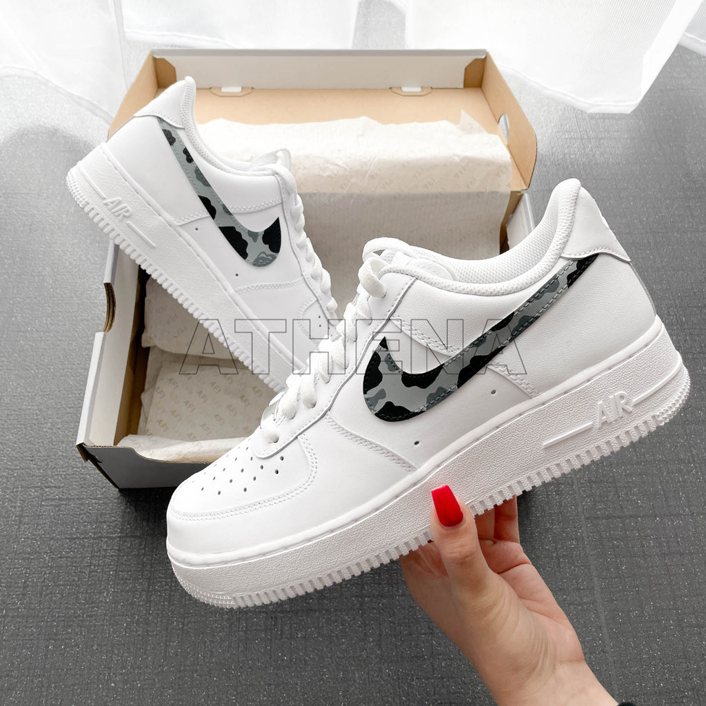 Custom Sneaker Nike AIR Force 1 Custom Sneaker Camouflage Grau Handgemachte Schuhe von Athena
