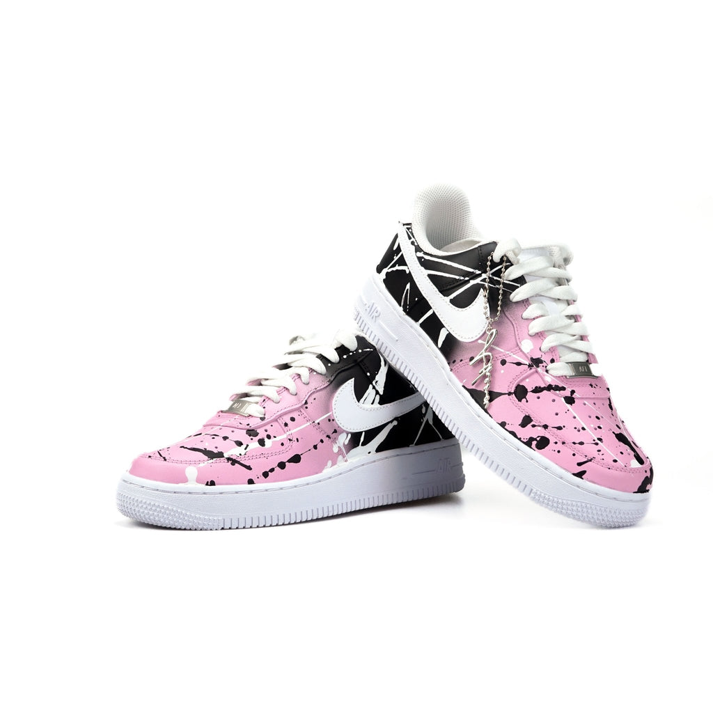 Custom Sneaker Nike AIR Force 1 Custom Sneaker Farbverlauf Splash Pink Schwarz Handgemachte Schuhe von Athena