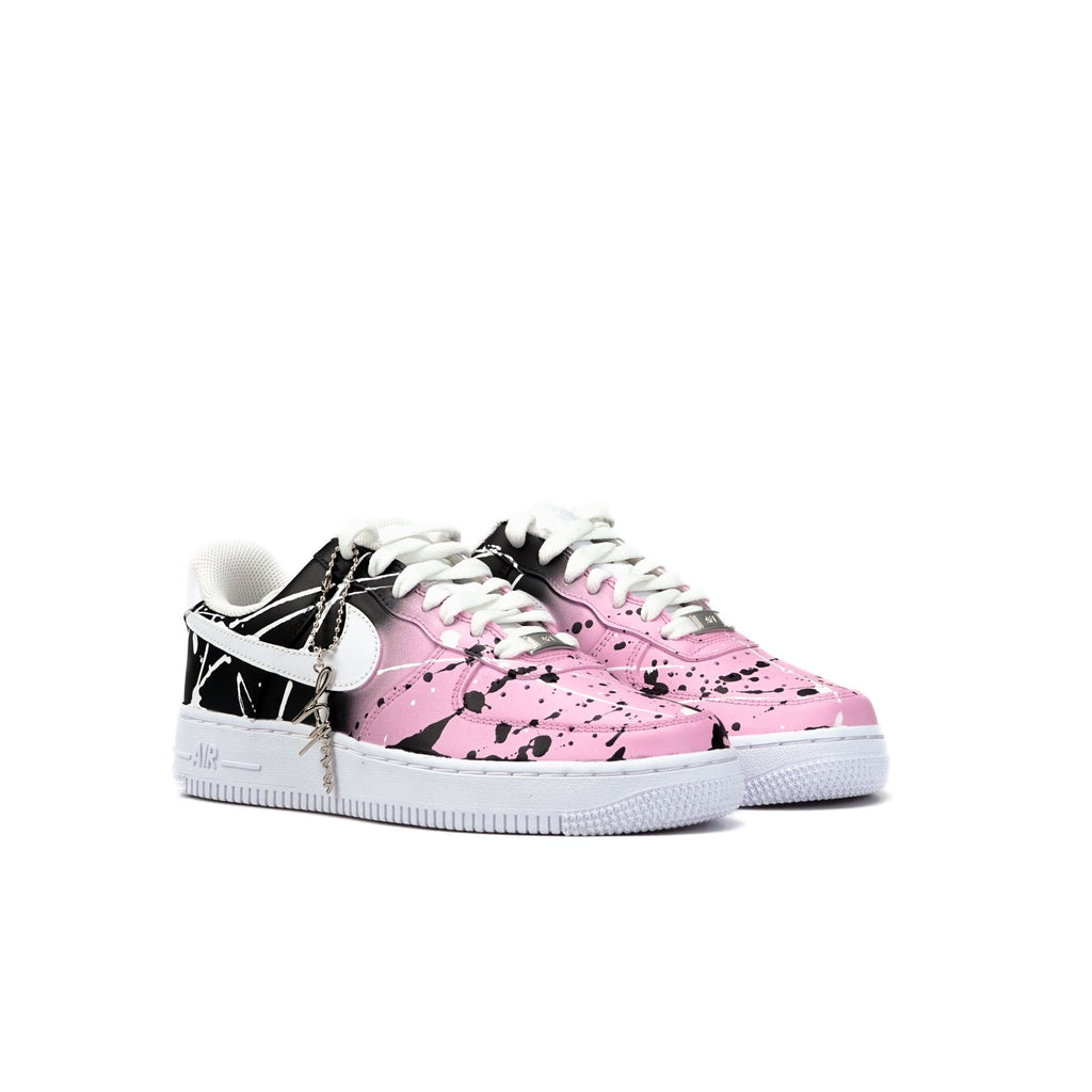 Custom Sneaker Nike AIR Force 1 Custom Sneaker Farbverlauf Splash Pink Schwarz Handgemachte Schuhe von Athena