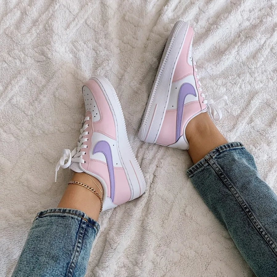 Custom Sneaker Nike AIR Force 1 Custom Sneaker Pink Lila Handgemachte Schuhe von Athena