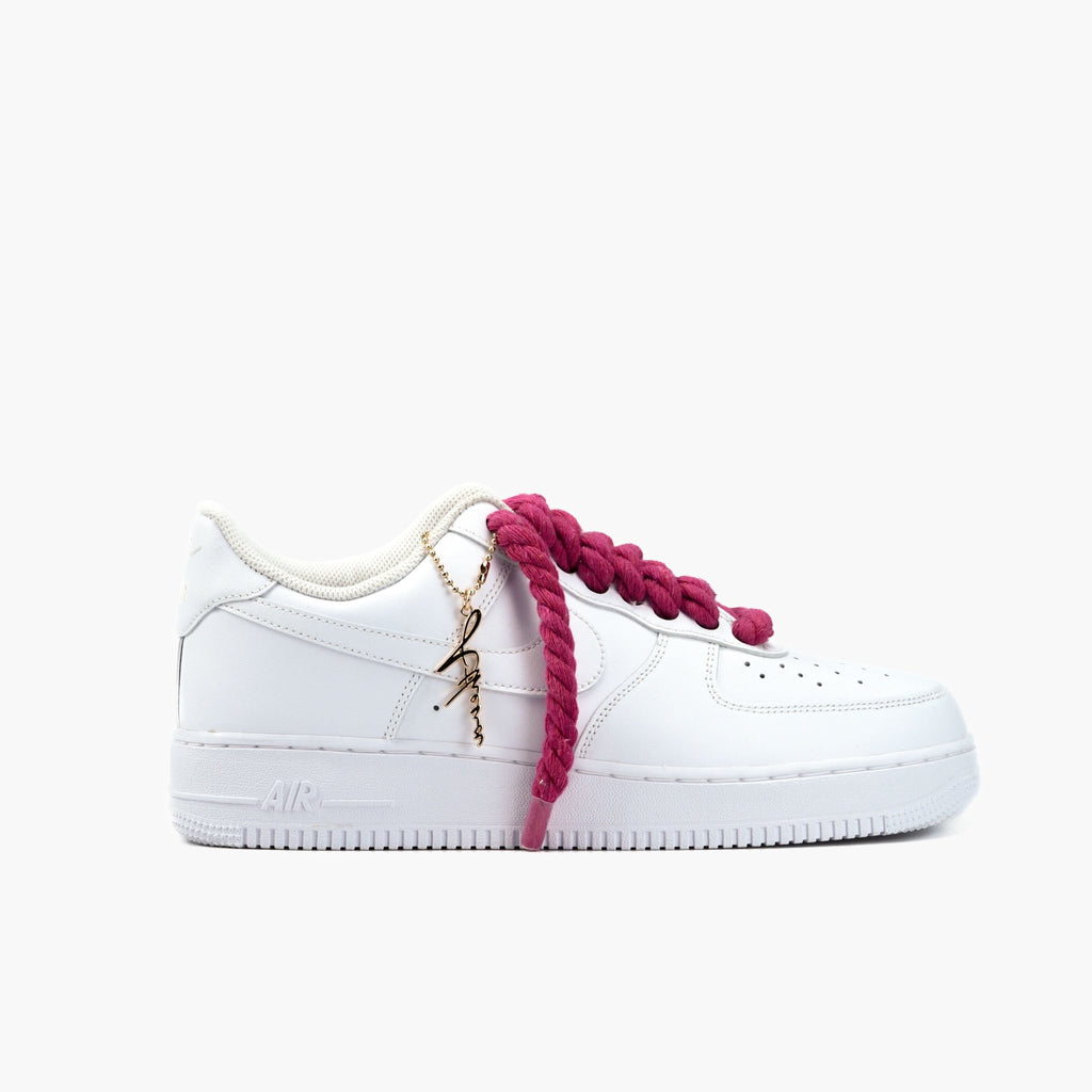 Custom Sneaker Nike AIR Force 1 Custom Sneaker Seil Schnürsenkel Dunkel Pink Handgemachte Schuhe von Athena