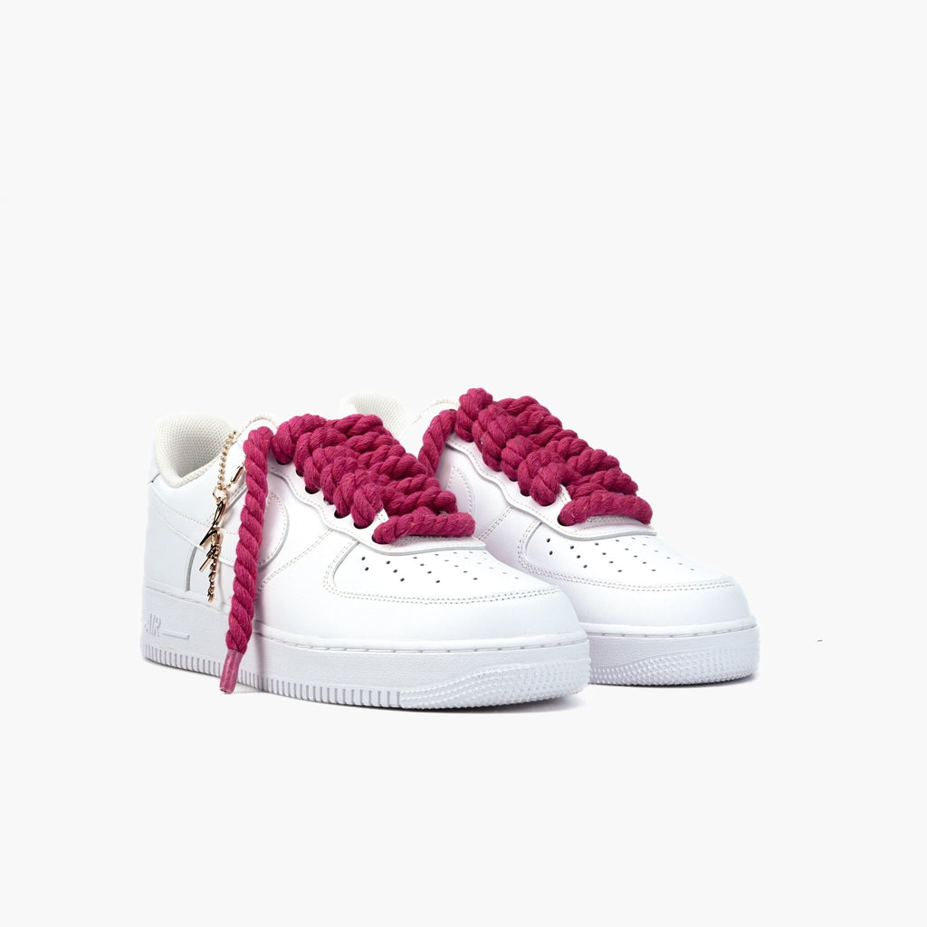 Custom Sneaker Nike AIR Force 1 Custom Sneaker Seil Schnürsenkel Dunkel Pink Handgemachte Schuhe von Athena