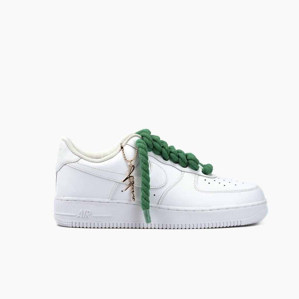 Custom Sneaker Nike AIR Force 1 Custom Sneaker Seil Schnürsenkel Grün Handgemachte Schuhe von Athena
