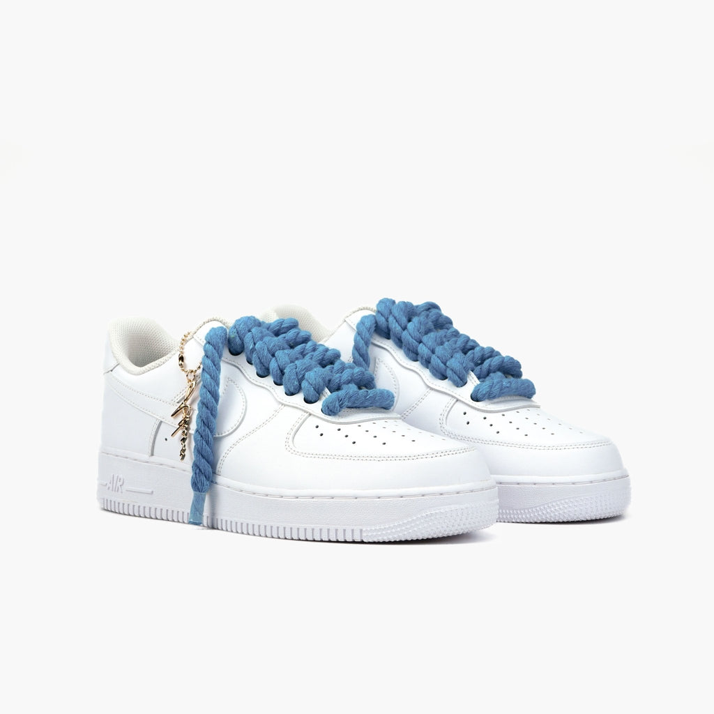 Custom Sneaker Nike AIR Force 1 Custom Sneaker Seil Schnürsenkel Navy Blau Handgemachte Schuhe von Athena