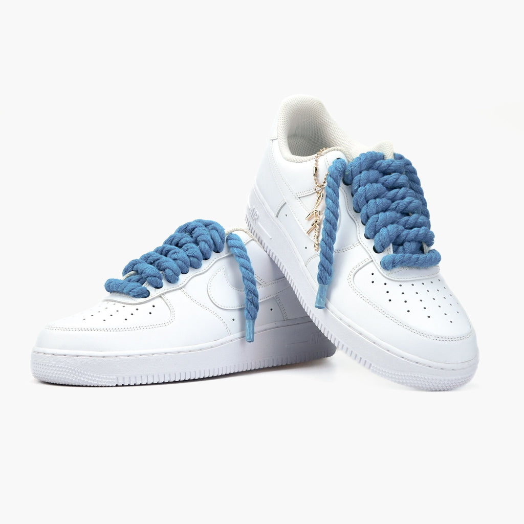 Custom Sneaker Nike AIR Force 1 Custom Sneaker Seil Schnürsenkel Navy Blau Handgemachte Schuhe von Athena