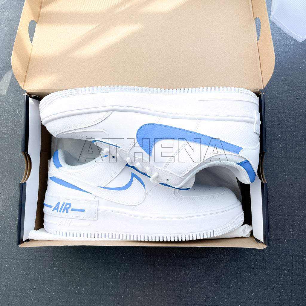 Custom Sneaker Nike AIR Force 1 Custom Sneaker Shadow 1 Blau Handgemachte Schuhe von Athena