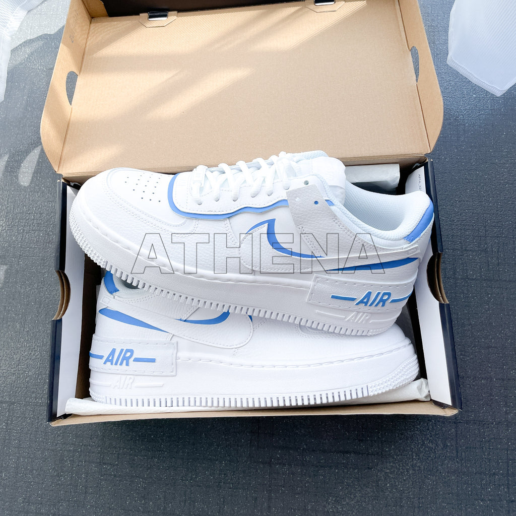 Custom Sneaker Nike AIR Force 1 Custom Sneaker Shadow 1 Blau Handgemachte Schuhe von Athena