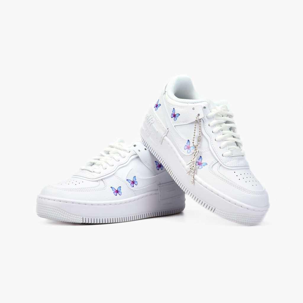 Custom Sneaker Nike AIR Force 1 Custom Sneaker Shadow 1 Schmetterling Butterfly Blau Handgemachte Schuhe von Athena