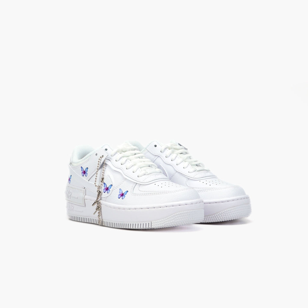 Custom Sneaker Nike AIR Force 1 Custom Sneaker Shadow 1 Schmetterling Butterfly Blau Handgemachte Schuhe von Athena