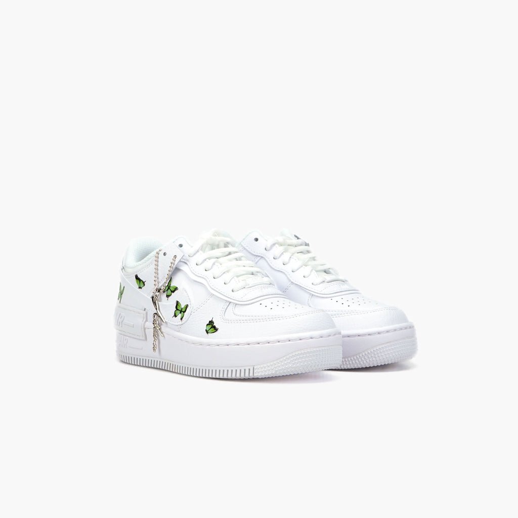 Custom Sneaker Nike AIR Force 1 Custom Sneaker Shadow 1 Schmetterling Butterfly grün Handgemachte Schuhe von Athena