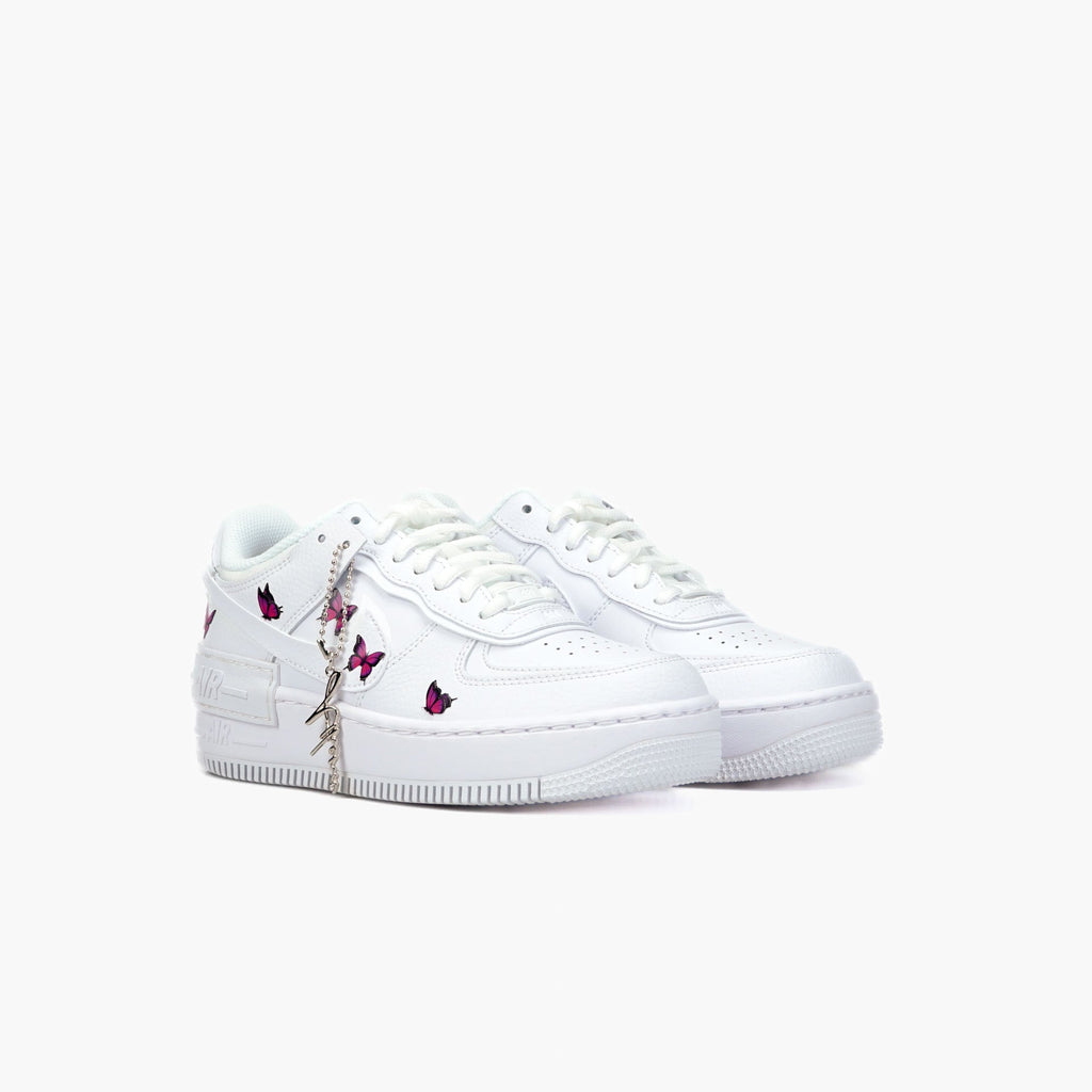 Custom Sneaker Nike AIR Force 1 Custom Sneaker Shadow 1 Schmetterling Butterfly Pink klein Handgemachte Schuhe von Athena