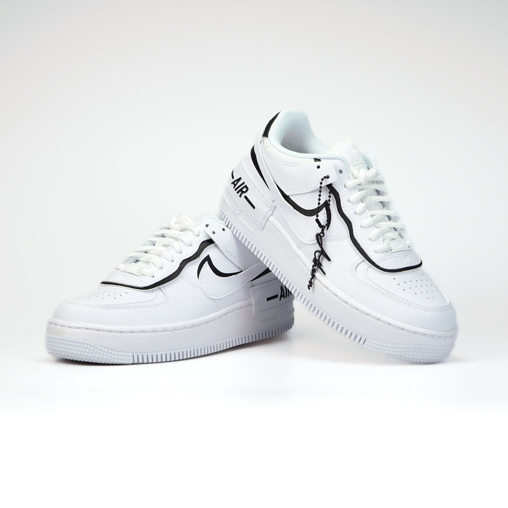 Custom Sneaker Nike AIR Force 1 Custom Sneaker Shadow 1 Schwarz Black Handgemachte Schuhe von Athena