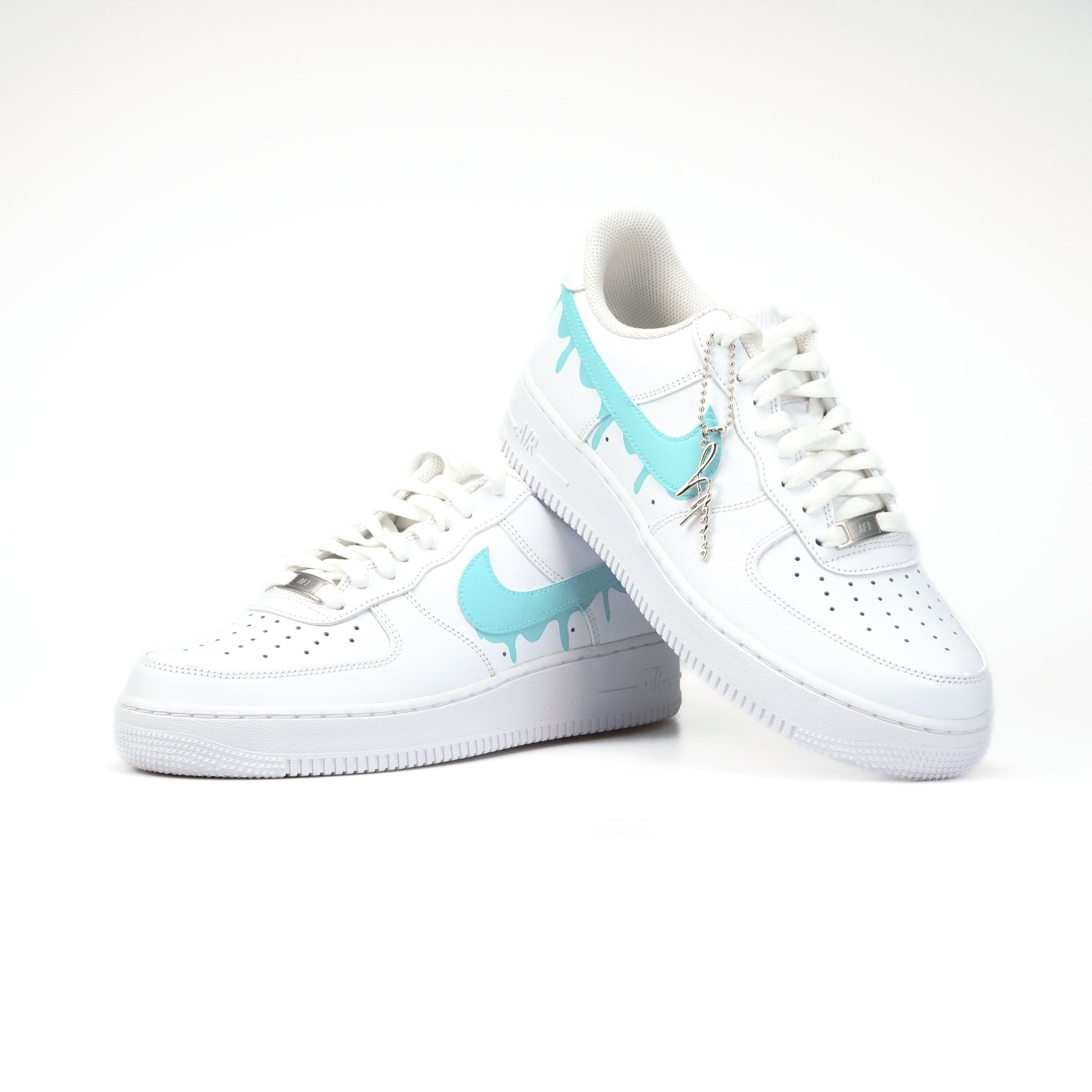 AIR Force Custom Sneaker Tropfen Türkis Drip