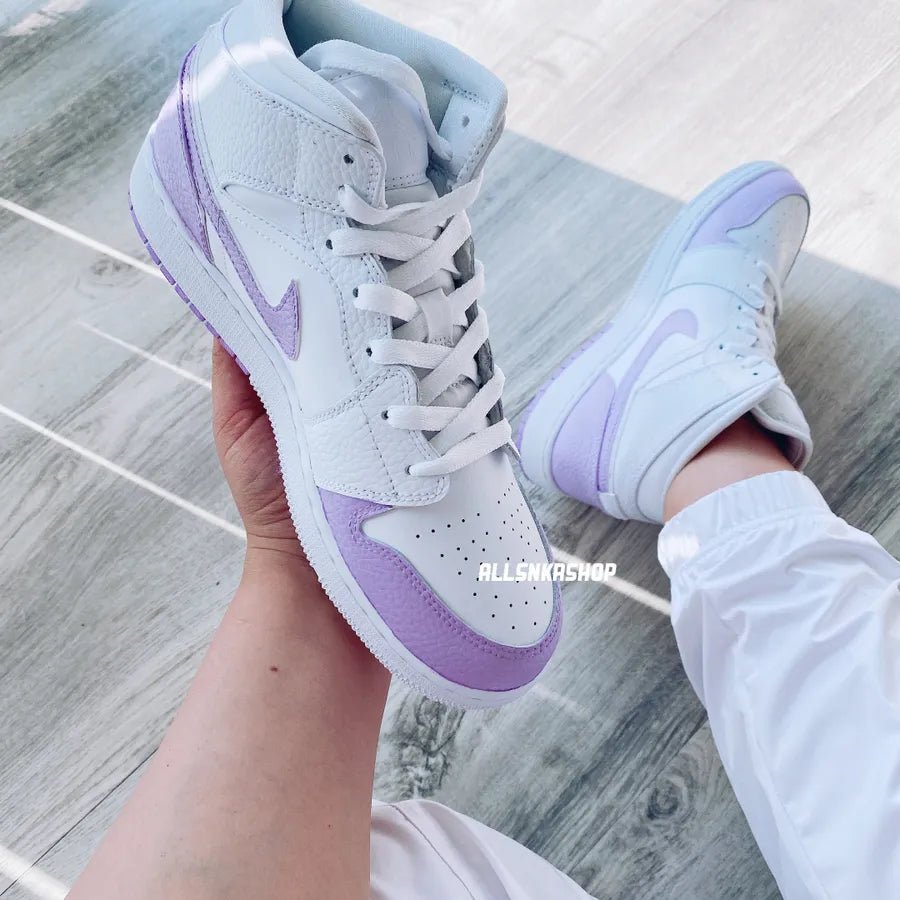 Custom Nike Air Jordan 1 Mid Peint Chaussures Sneaker Pour Femmes Et Hommes Violet ATHENA