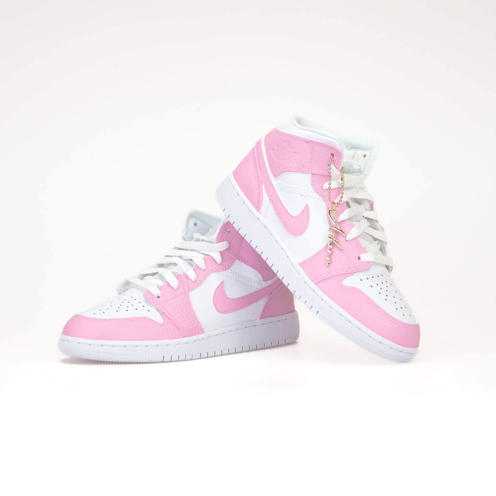 Sneakers alte personalizzate Air Jordan beige rosa