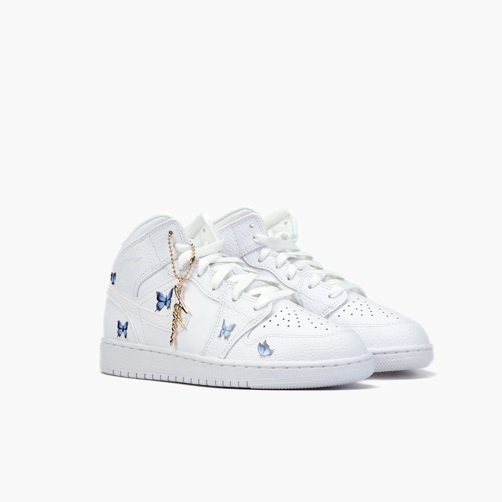 Custom Sneaker Nike Air Jordan 1 high Custom Sneaker Schmetterling Blau Handgemachte Schuhe von Athena
