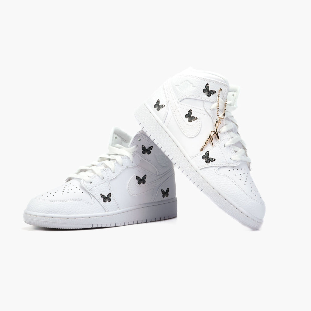 Custom Sneaker Nike Air Jordan 1 high Custom Sneaker Schmetterling Grau Handgemachte Schuhe von Athena