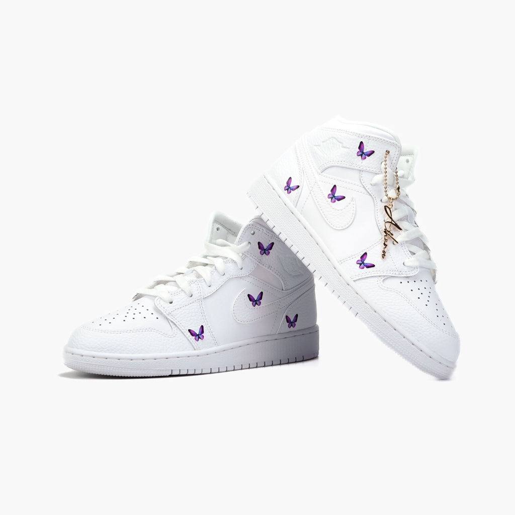 Custom Sneaker Nike Air Jordan 1 high Custom Sneaker Schmetterling lila Handgemachte Schuhe von Athena