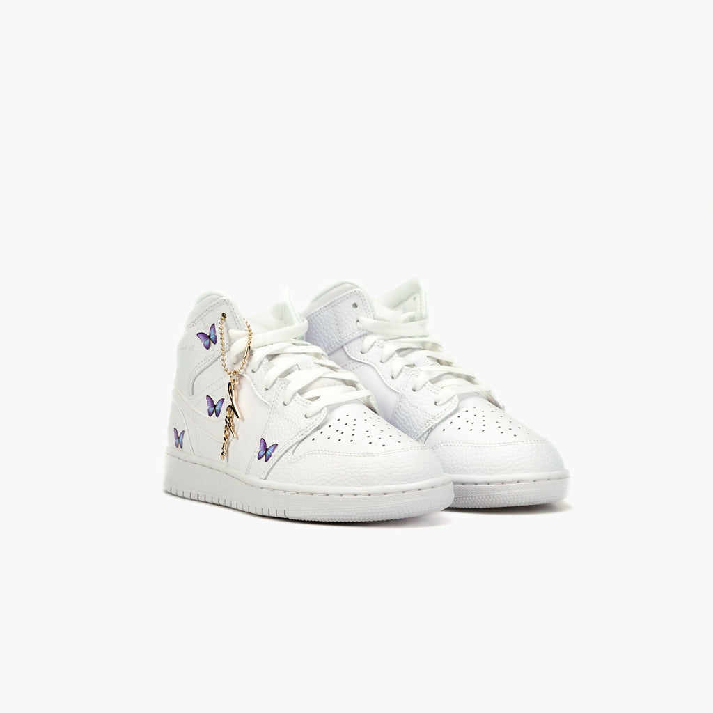 Custom Sneaker Nike Air Jordan 1 high Custom Sneaker Schmetterling lila Handgemachte Schuhe von Athena