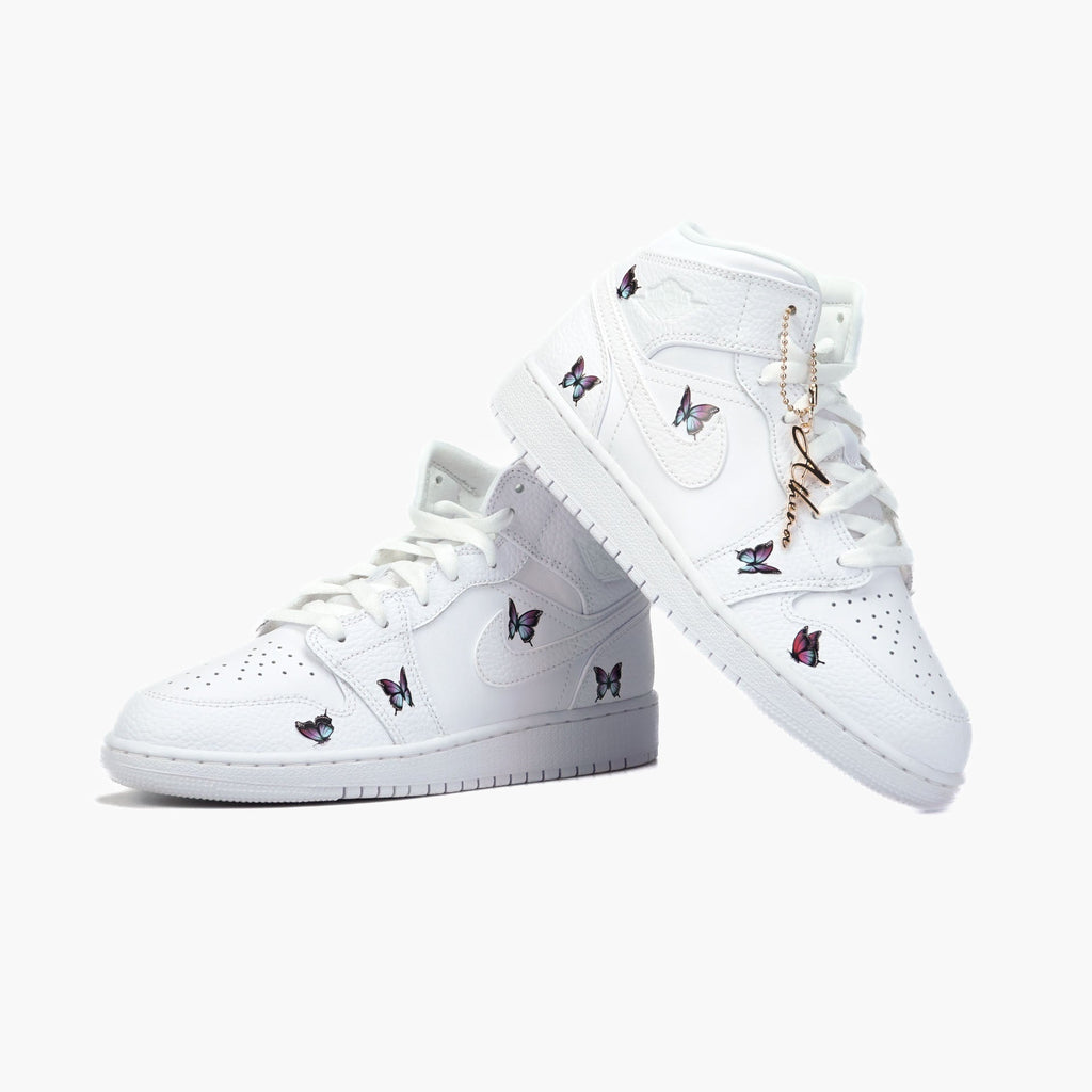 Custom Sneaker Nike Air Jordan 1 high Custom Sneaker Schmetterling Lila Blau Handgemachte Schuhe von Athena