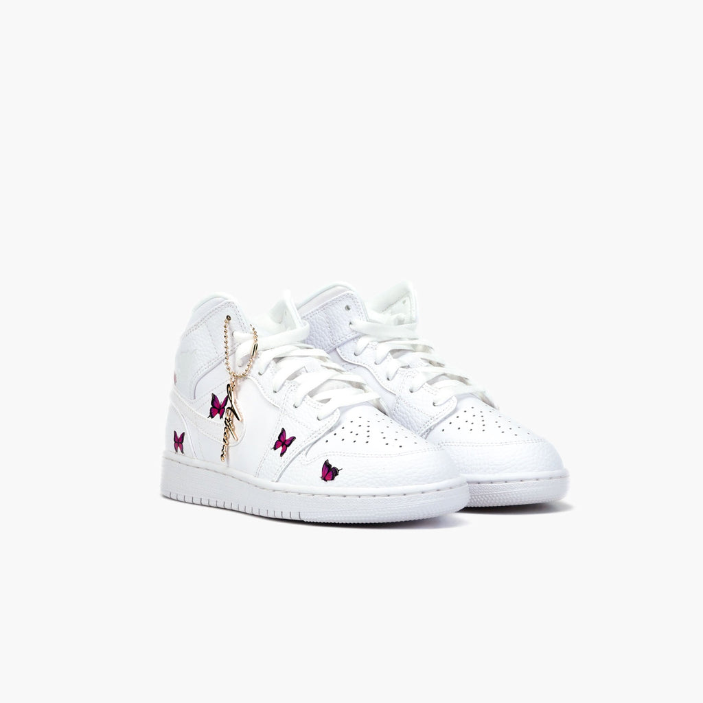 Custom Sneaker Nike Air Jordan 1 high Custom Sneaker Schmetterling pink 2 Handgemachte Schuhe von Athena