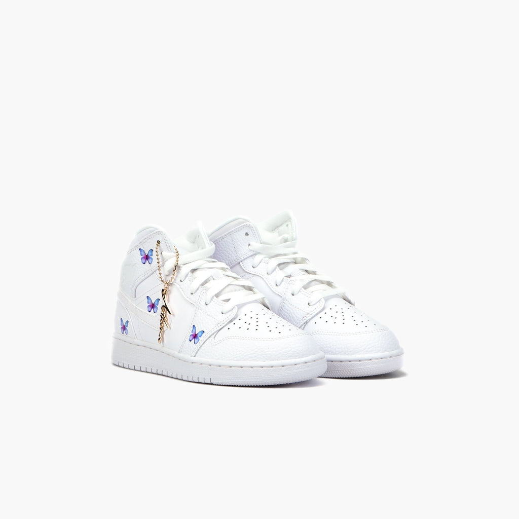 Custom Sneaker Nike Air Jordan 1 high Custom Sneaker Schmetterling Pink Blau Handgemachte Schuhe von Athena