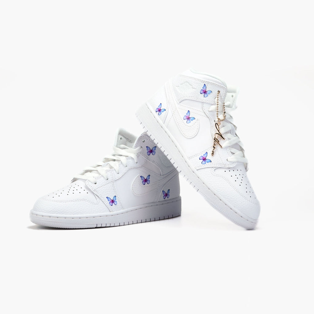 Custom Sneaker Nike Air Jordan 1 high Custom Sneaker Schmetterling Pink Blau Handgemachte Schuhe von Athena
