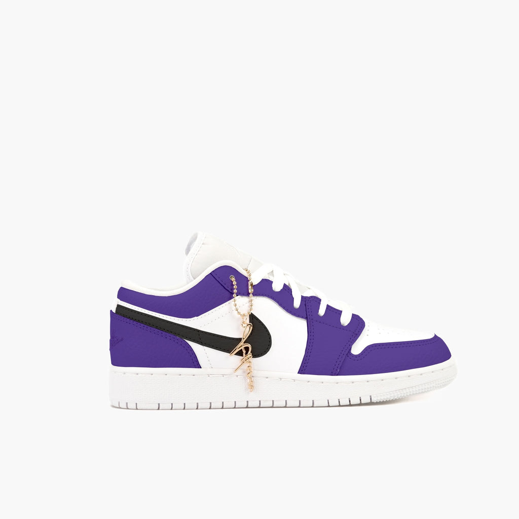 Custom Sneaker Nike Air Jordan 1 Low Custom Sneaker Dunkel Lila Schwarz Handgemachte Schuhe von Athena