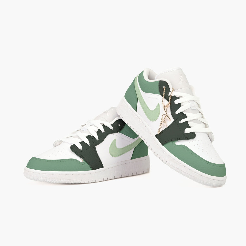 Custom Sneaker Nike Air Jordan 1 Low Custom Sneaker Grün Avocado Handgemachte Schuhe von Athena