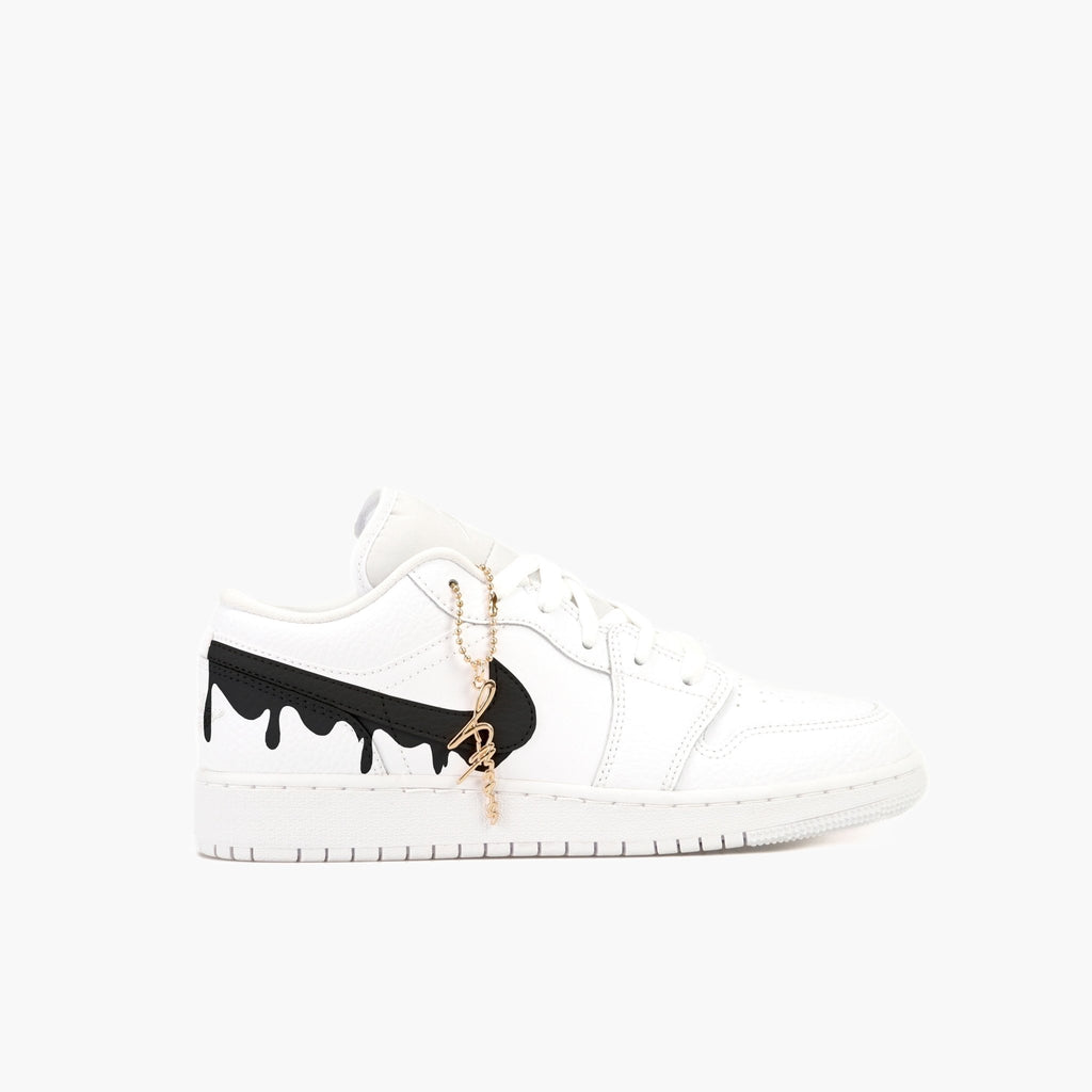 Custom Sneaker Nike Air Jordan 1 Low Custom Sneaker Tropfen Schwarz Handgemachte Schuhe von Athena