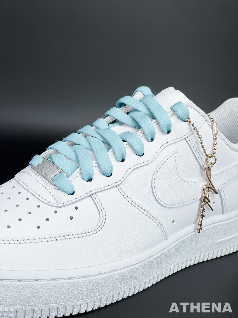 Custom Sneaker Nike Schnürsenkel für Sneaker Flach Reißfest Hellblau Handgemachte Schuhe von Athena