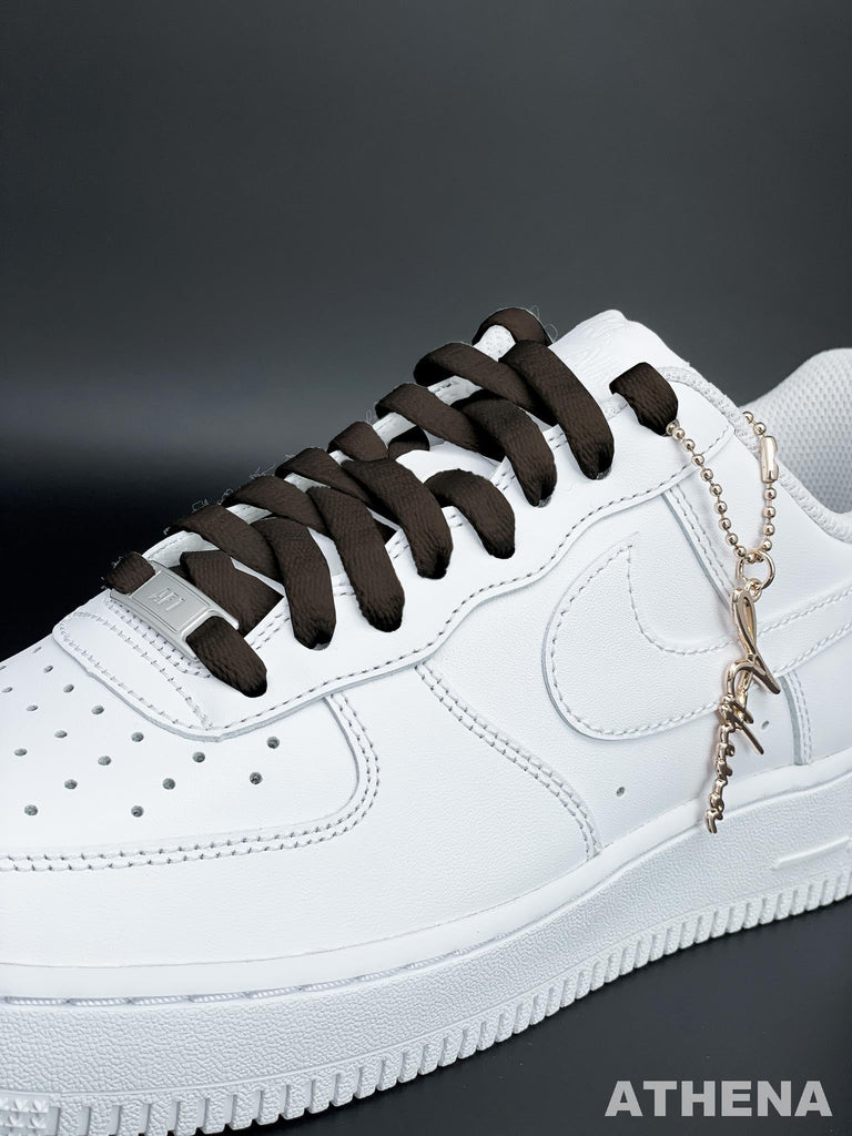 Custom Sneaker Nike Schnürsenkel für Sneaker Flach Reißfest Kaffee Handgemachte Schuhe von Athena