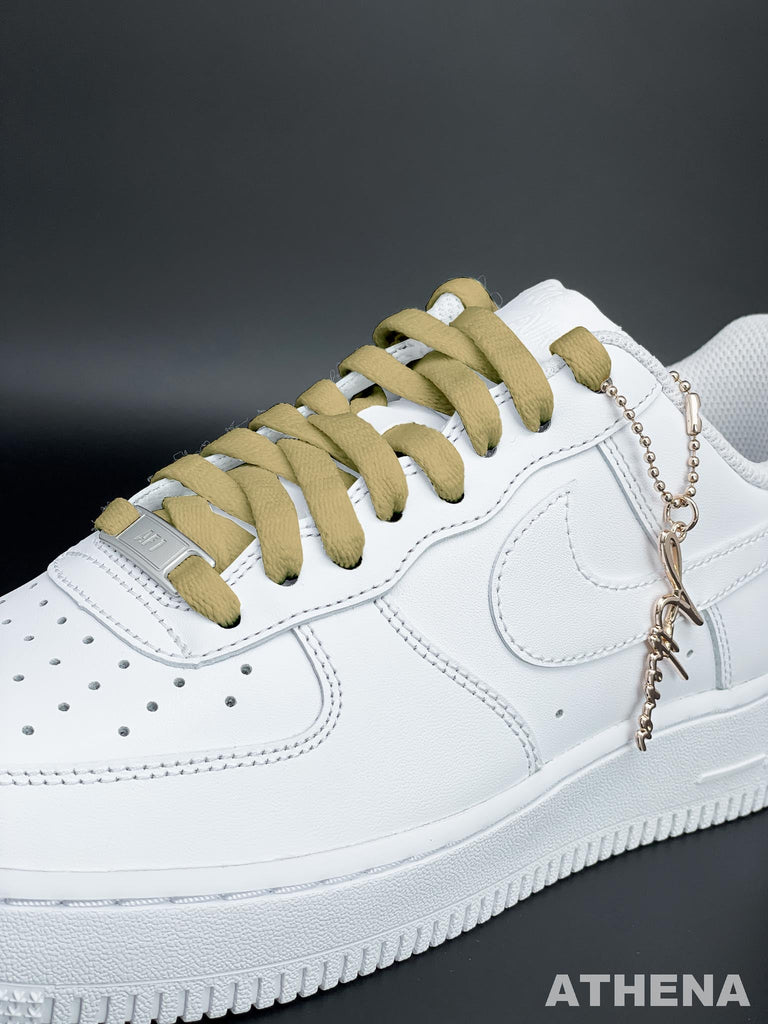 Custom Sneaker Nike Schnürsenkel für Sneaker Flach Reißfest Khaki Handgemachte Schuhe von Athena