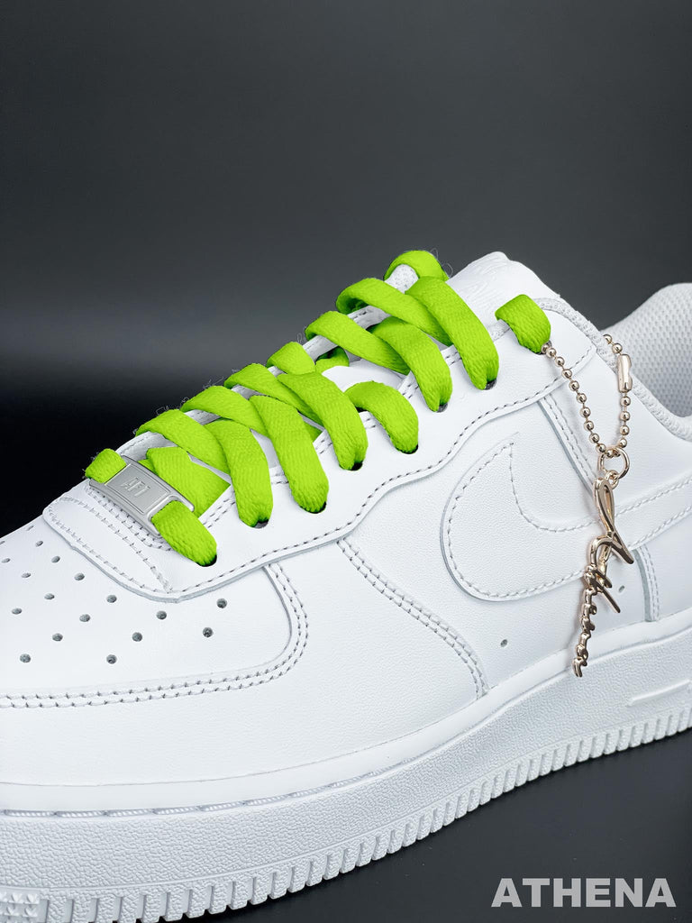 Custom Sneaker Nike Schnürsenkel für Sneaker Flach Reißfest Neon Grün Handgemachte Schuhe von Athena