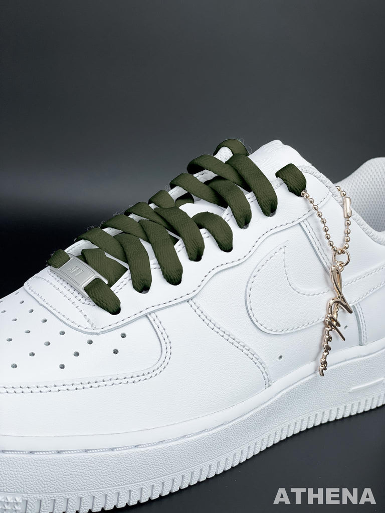 Custom Sneaker Nike Schnürsenkel für Sneaker Flach Reißfest Olive Handgemachte Schuhe von Athena