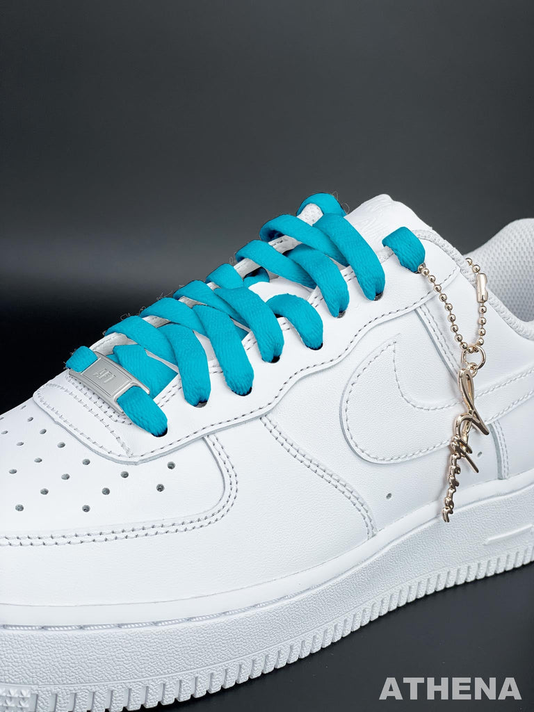 Custom Sneaker Nike Schnürsenkel für Sneaker Flach Reißfest See Blau Handgemachte Schuhe von Athena